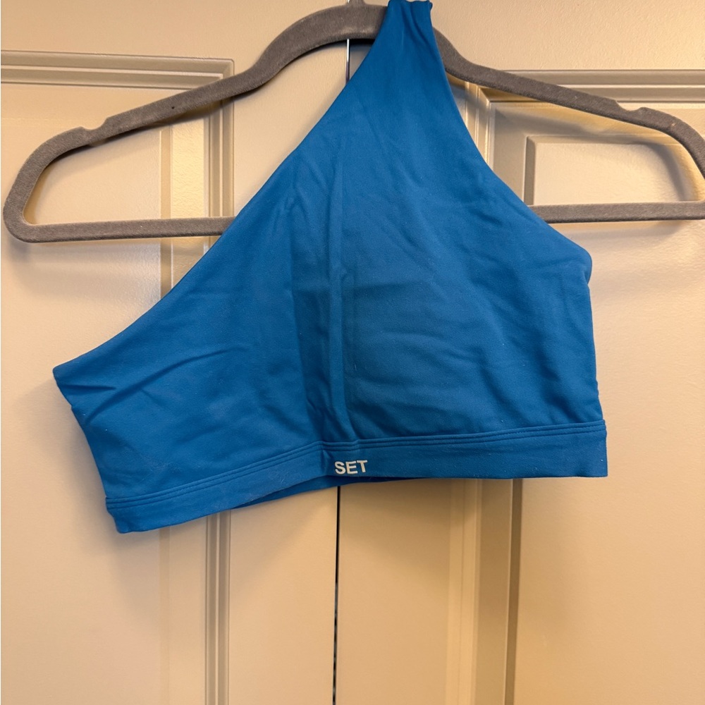 SET Active Blue One-Shoulder Sports Bra